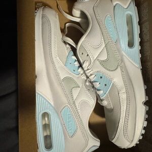 Nike White and Light Blue Air Max Sneakers